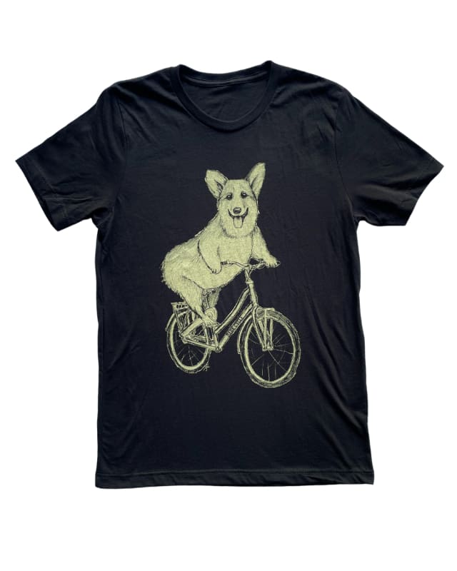 Corgi on a Bicycle Unisex Shirt