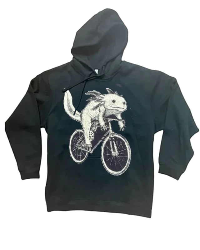 Axolotl on a Bicycle Hoodie