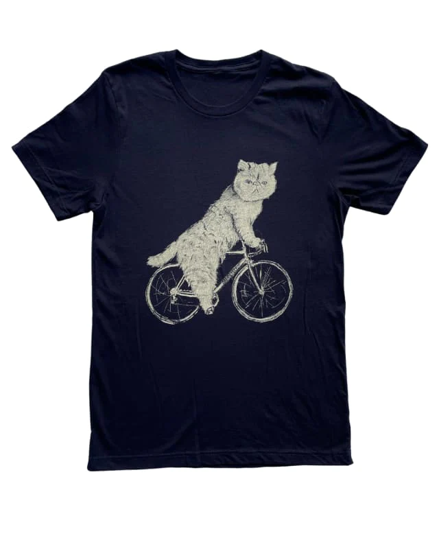 Flat Faced Cat on a Bicycle Unisex Shirt