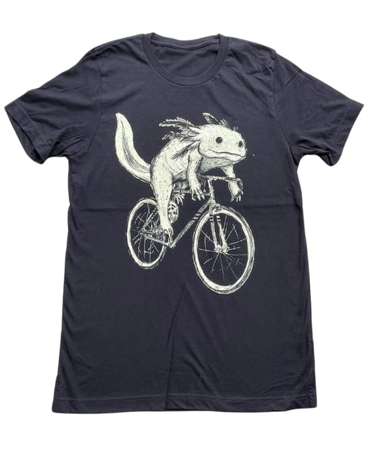 Axolotl on A Bicycle Unisex Shirt