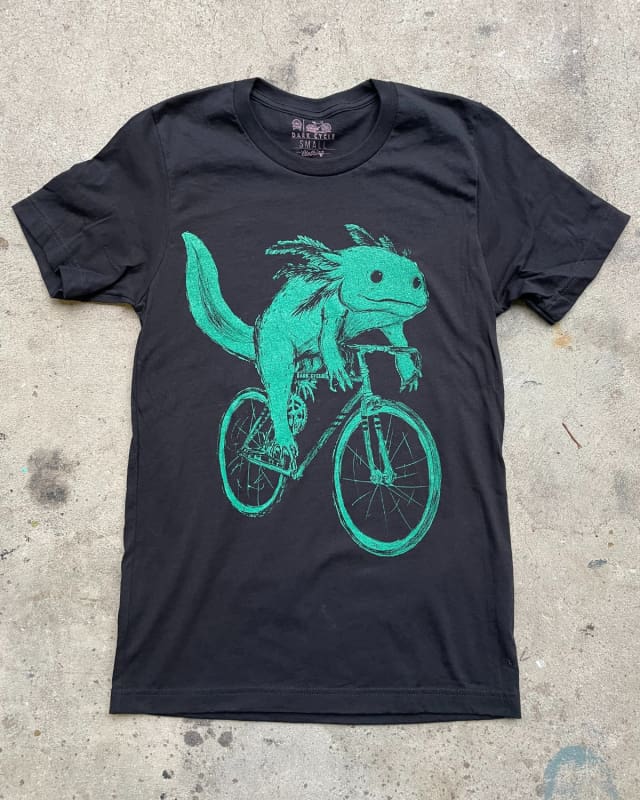 Axolotl on A Bicycle Unisex Shirt