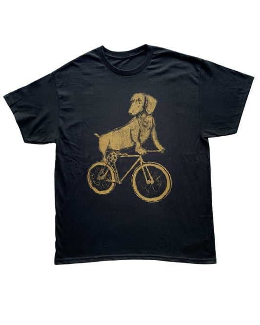 Dachshund on a Bicycle Unisex Shirt