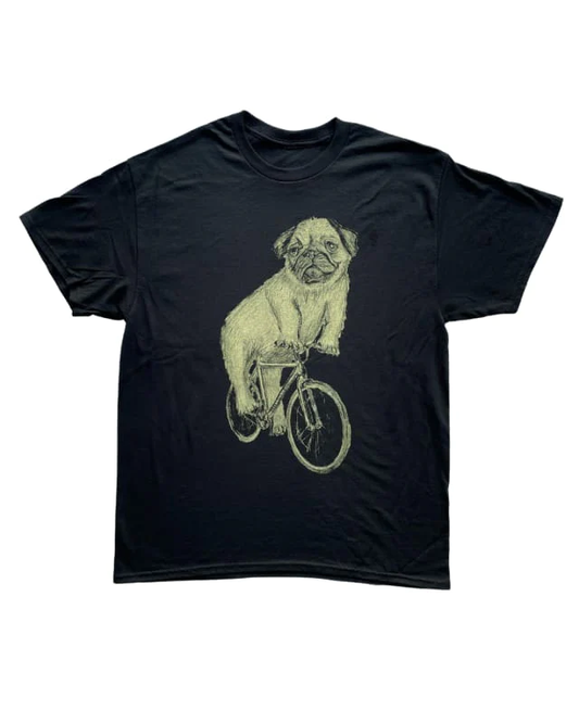 Pug on a Bicycle Unisex Shirt