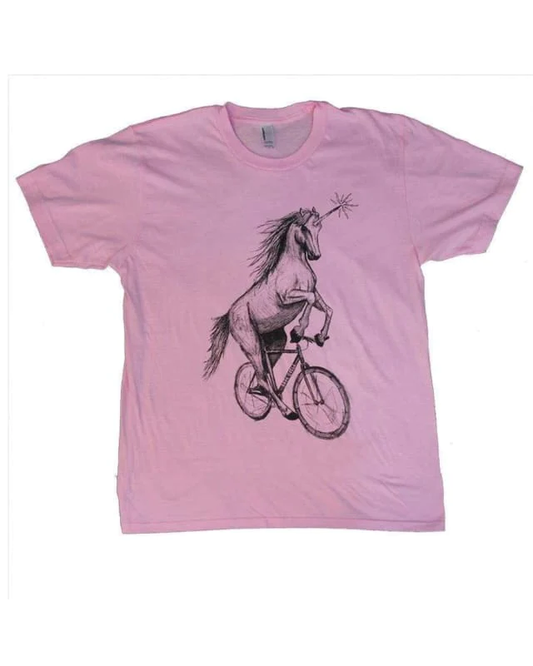 Unicorn on a Bicycle Kids Shirt